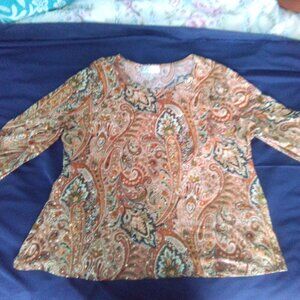 Dressbarn women sequined quarter long-sleeved blouse.